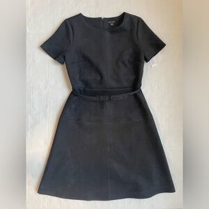 NWT Anne Taylor Faux Suede Black Belted A-Line Dress Short Sleeves Sz 6